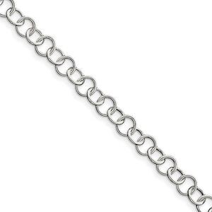 Sterling Silver 8mm, Fancy Circle Link Anklet, 10 Inch
